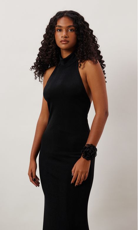 Malha Fria Vestido Quintess Longo Malha Fria Vestido Preto