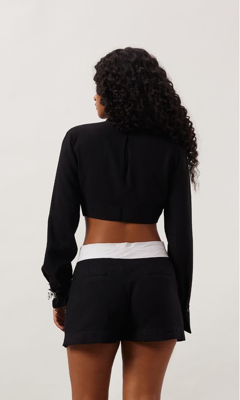 Camisa Cropped Gravataria - Agatha e-Store - Ágatha e-Store